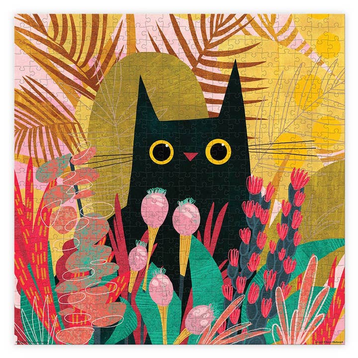 Fred Artist Series puzzle featuring high-quality, 2mm thick ribbon-cut pieces, with a full-color insert, minimal dust, and eco-friendly materials, printed with soy-based ink and packaged in a sturdy box made from 90% recycled materials.
