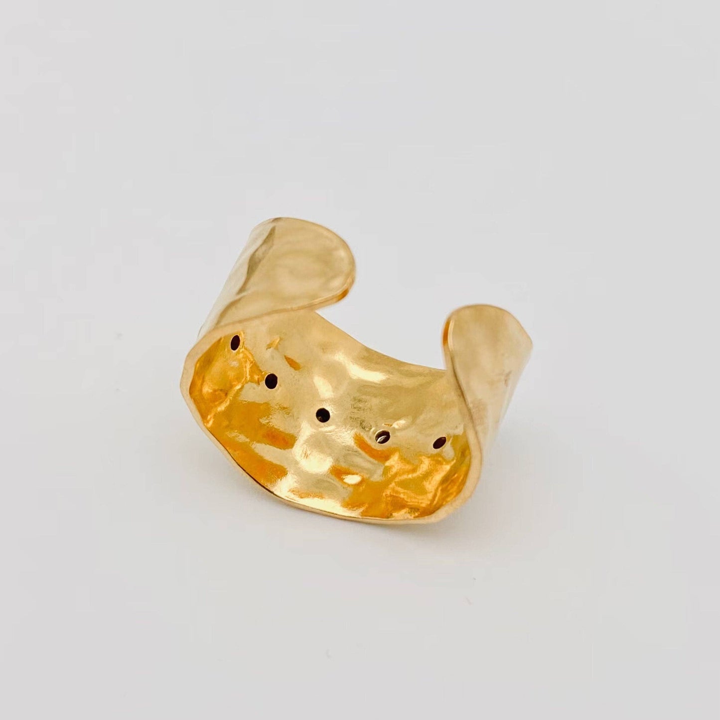 18K Gold-Plated Adjustable Ring with Cubic Zirconia & Stainless Steel Base
