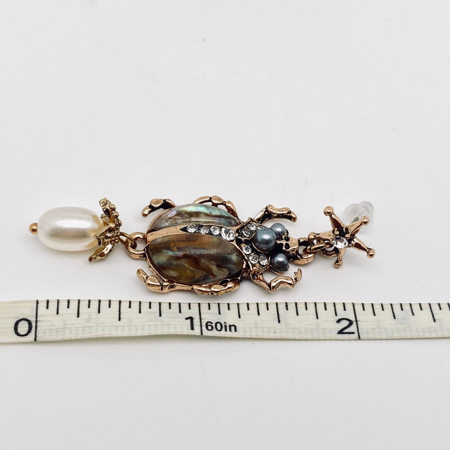 Vintage Style Insect Pearl Pendant Earrings