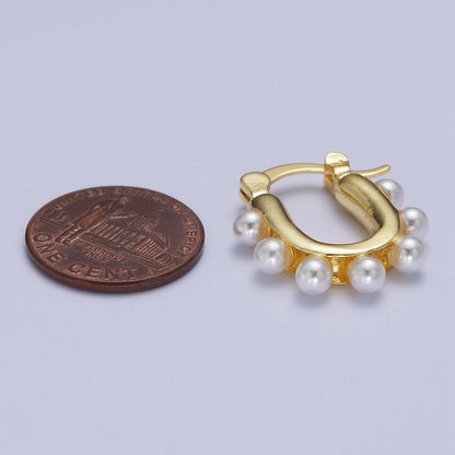 Elegant Gold Pearl Hoop Earrings