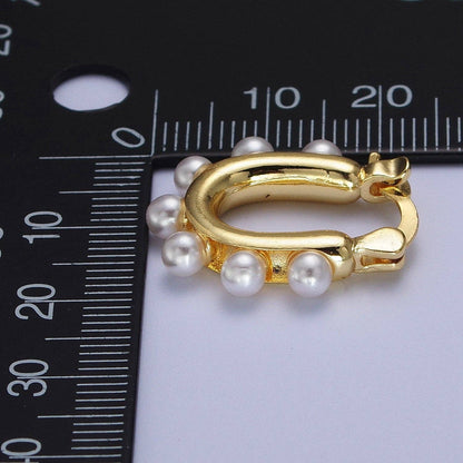 Elegant Gold Pearl Hoop Earrings