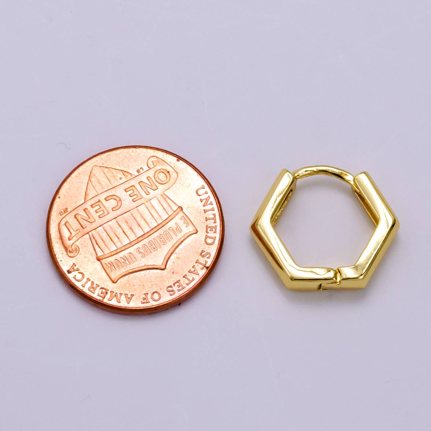 Hexagonal Gold-Plated Huggie Earrings