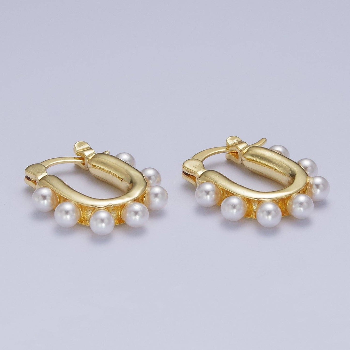 Elegant Gold Pearl Hoop Earrings