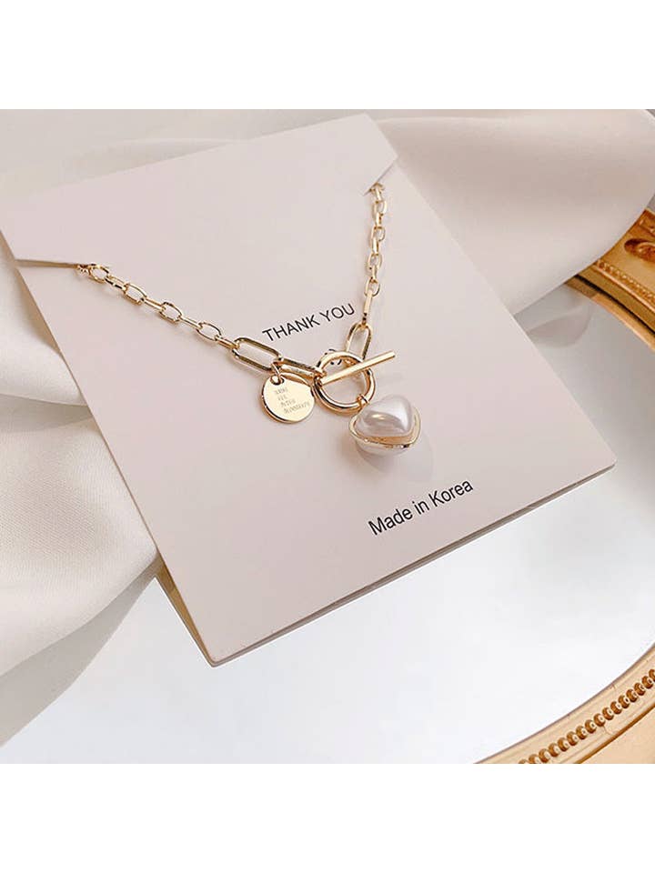 Pearl Heart Thick Chain Necklace